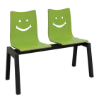 SMILE 2, dřevěná lavice do čekárny, 2-sedák, zelená, kostra černá